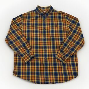 Duluth Trading Co Heavy Flannel Shirt Sz L Woodsy Plaid Button Up Men Outdoor